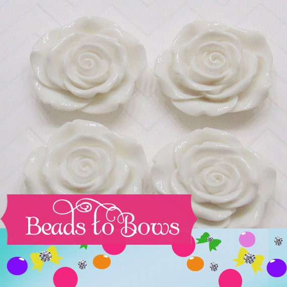 2 for 1.50 White Chunky 42mm Flower Bead, Large Rose Necklace Bead,Bubblegum Beads, Rose Resin Bead,Chunky Bubble Gum Necklace Bead