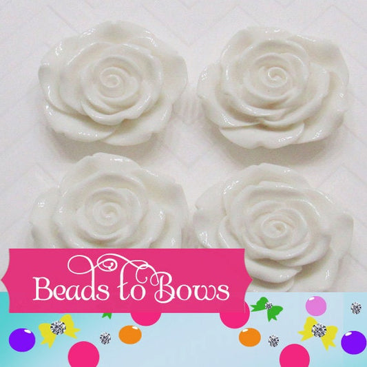 2 for 1.50 White Chunky 42mm Flower Bead, Large Rose Necklace Bead,Bubblegum Beads, Rose Resin Bead,Chunky Bubble Gum Necklace Bead