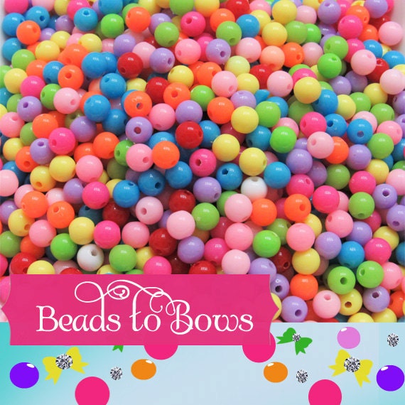 6mm Bubblegum Beads, 100 for 1.08 , Chunky Round Beads, Bold Colorful Beads, Acrylic Beads, Bubble Gum Beads, Fairy Kei Beads