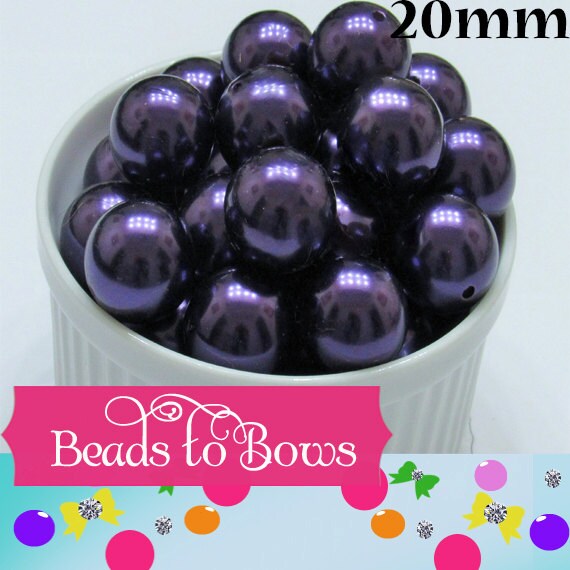 20mm Purple Bubblegum Pearls, Chunky Bubblegum Pearls, Round Acrylic Pearls, Chunky Necklace Supply Pearls, Gumball Pearls, Round Pearl Bead