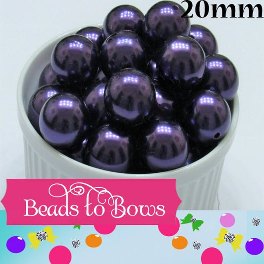 20mm Purple Bubblegum Pearls, Chunky Bubblegum Pearls, Round Acrylic Pearls, Chunky Necklace Supply Pearls, Gumball Pearls, Round Pearl Bead